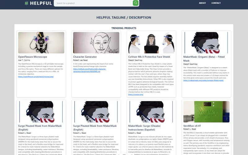 Helpful Engineering — Project Data Platform screenshot