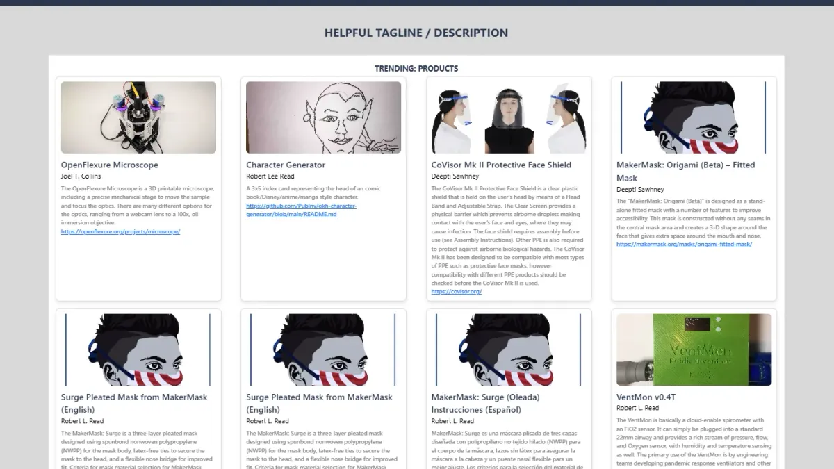 Helpful Engineering — Project Data Platform screenshot